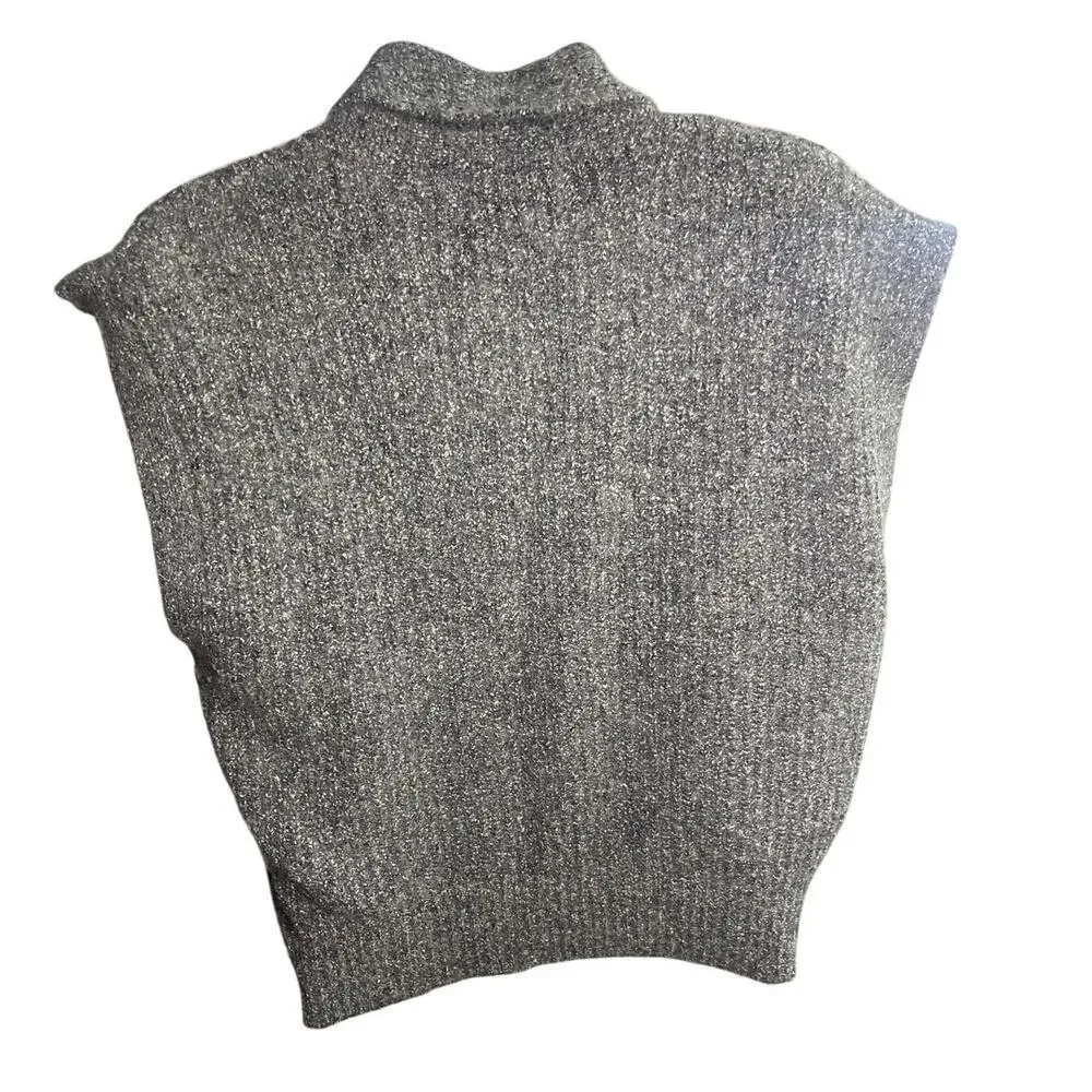 Vintage Lauren Cole Gray Silk Blend Women's Knit Vest Sleeveless Sweater Size M - Picture 2 of 5